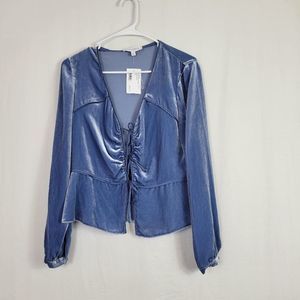 INTERMIX Nwt velvet Blue Top.
